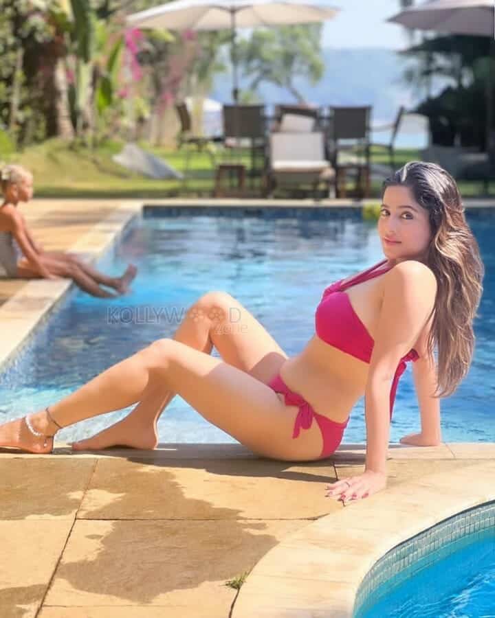 Actress Model Kate Sharma in Red Bikini Photos 01