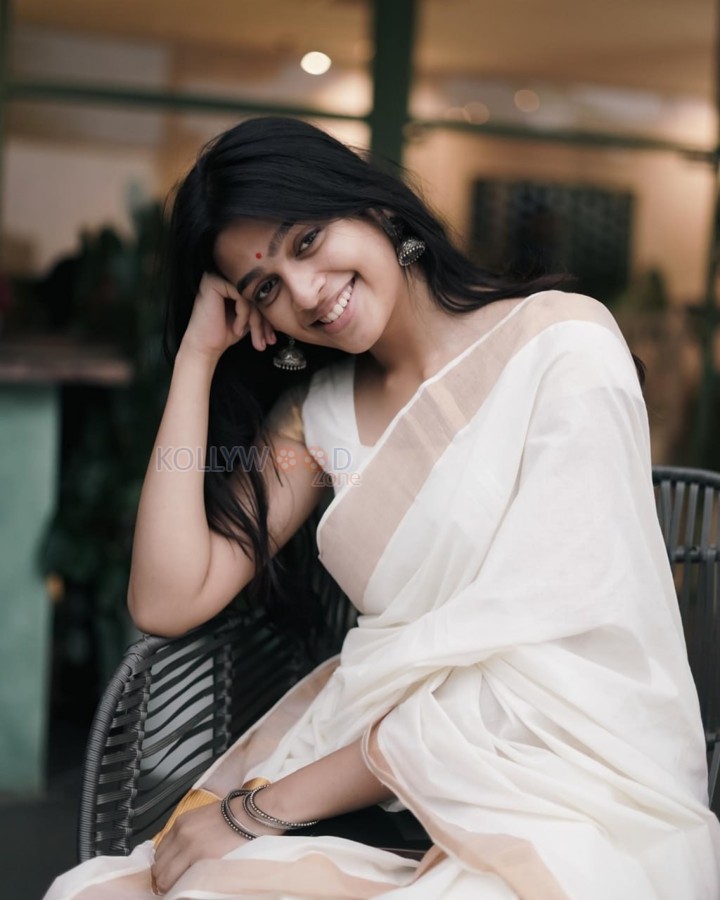 Raid Actress Ananthika Sanilkumar in a White Saree Pictures 02