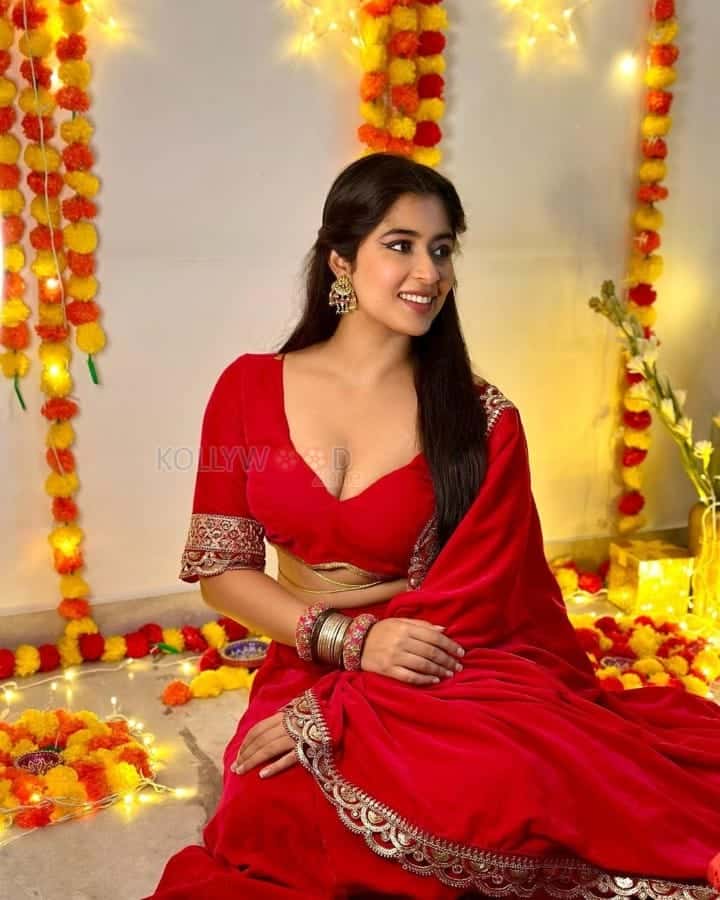 Hot Nikita Sharma in a Red Lehenga Choli Pictures 04