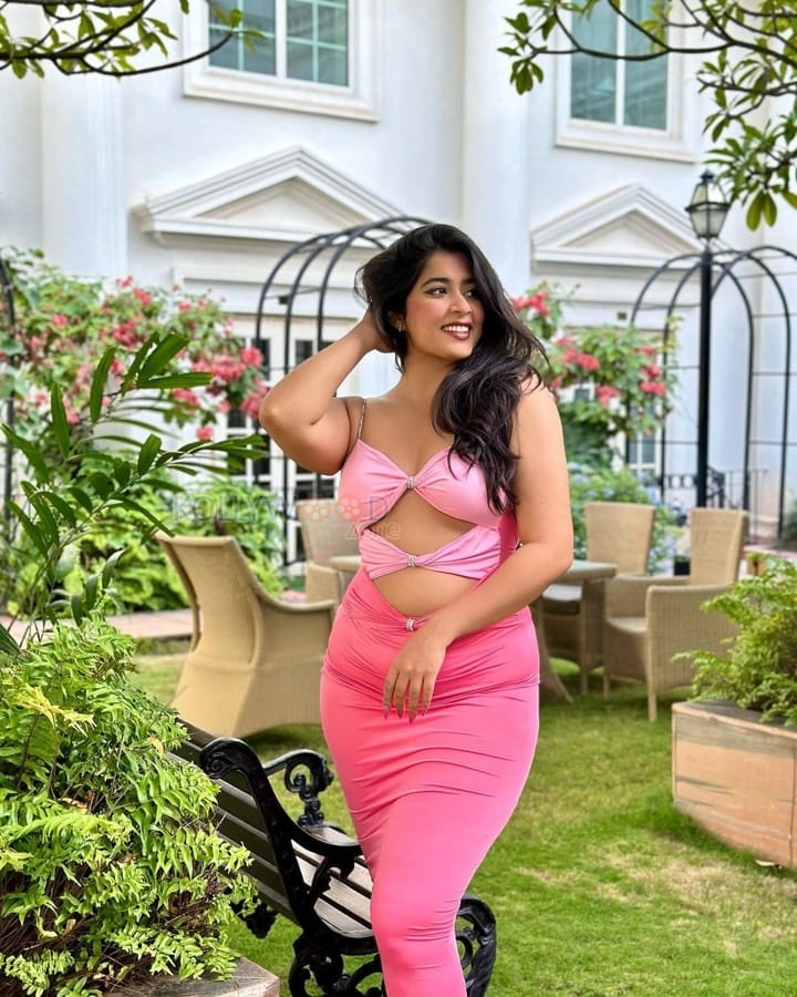 Sexy Nikita Sharma in a Pink Cut Out Dress Photos 02