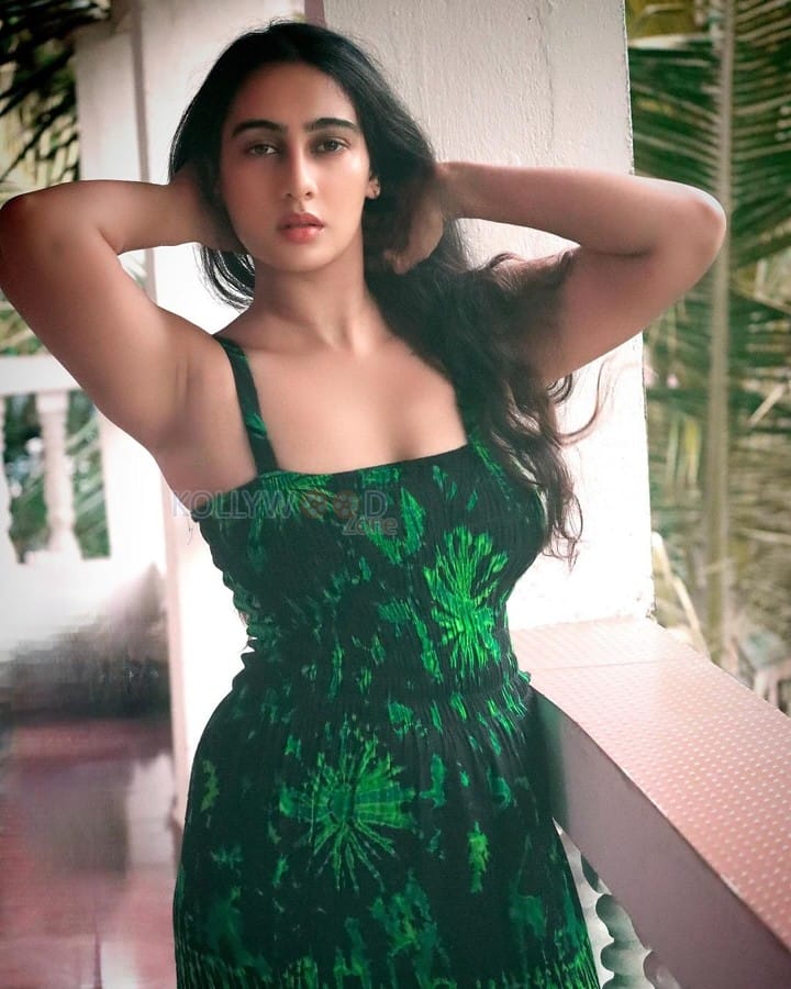 Hot Megha Shukla in a Green Maxi Dress Photos 02