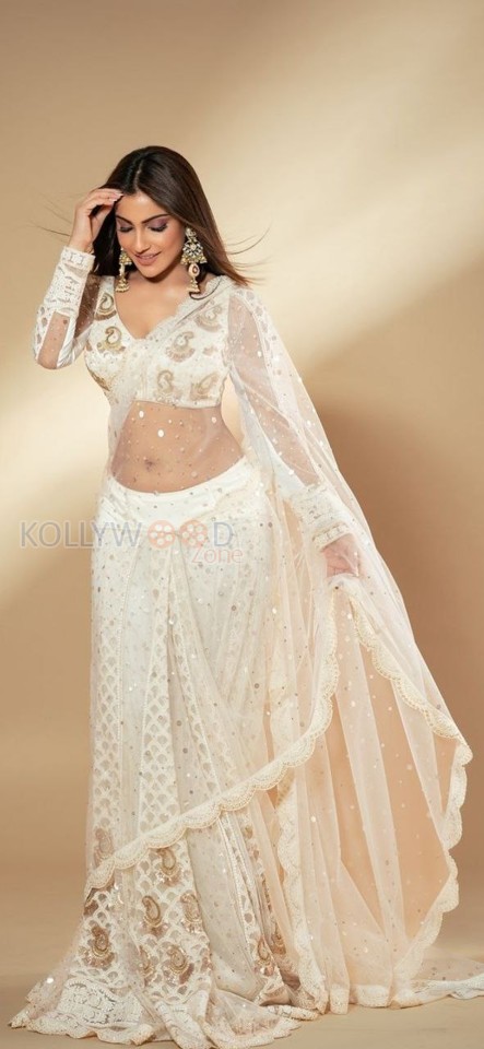 Wild Wild Punjab Actress Ishita Raj in a See Through White Saree Photos 02