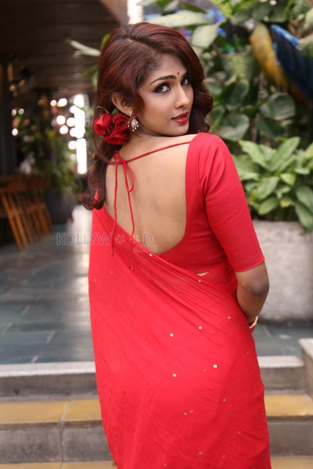 Saaree Movie Heroine Aaradhya Devi Red Saree Photos 52