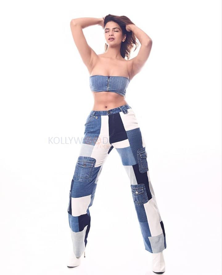 Stunning Shruti Chauhan in a Denim Crop Top and Patch Work Denim Pant Pictures 02