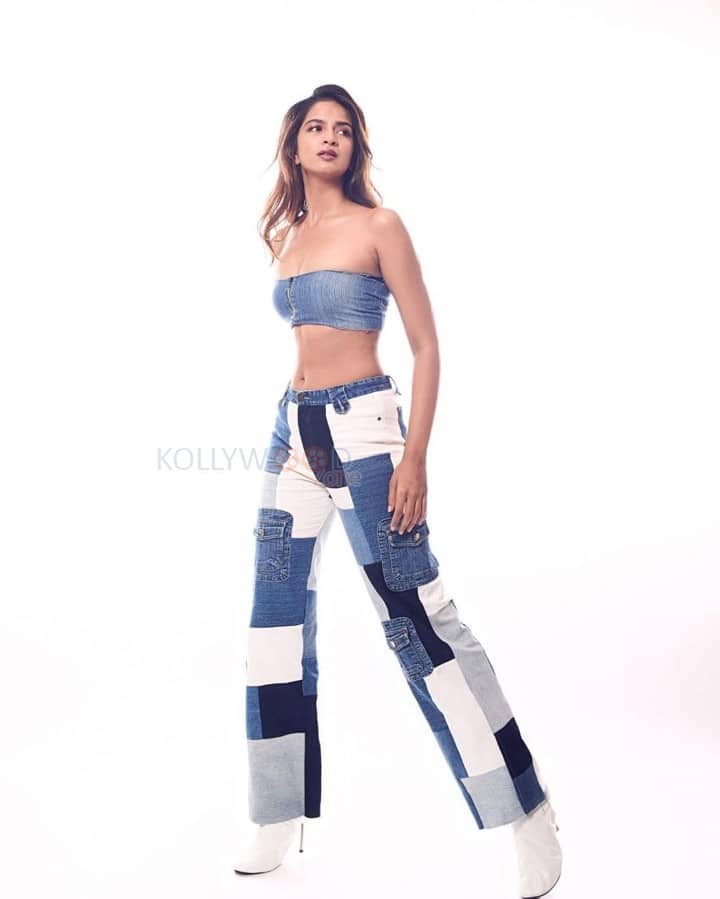 Stunning Shruti Chauhan in a Denim Crop Top and Patch Work Denim Pant Pictures 03