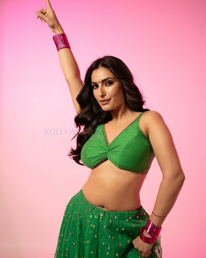 Badass Ravikumar Actress Shivangi Verma in Green Lehenga Photos 02