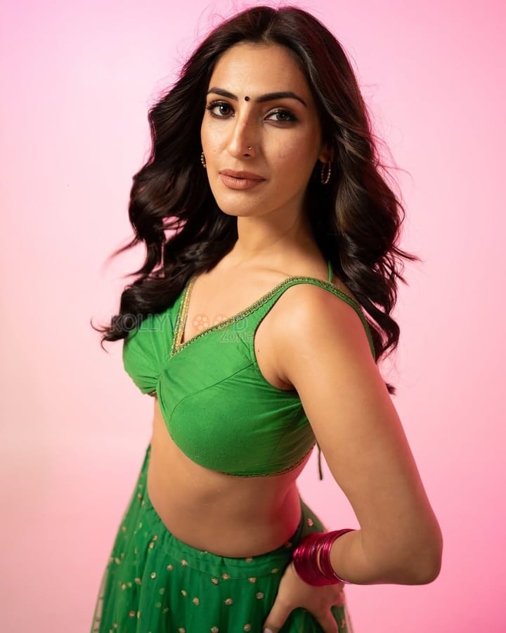 Badass Ravikumar Actress Shivangi Verma in Green Lehenga Photos 04