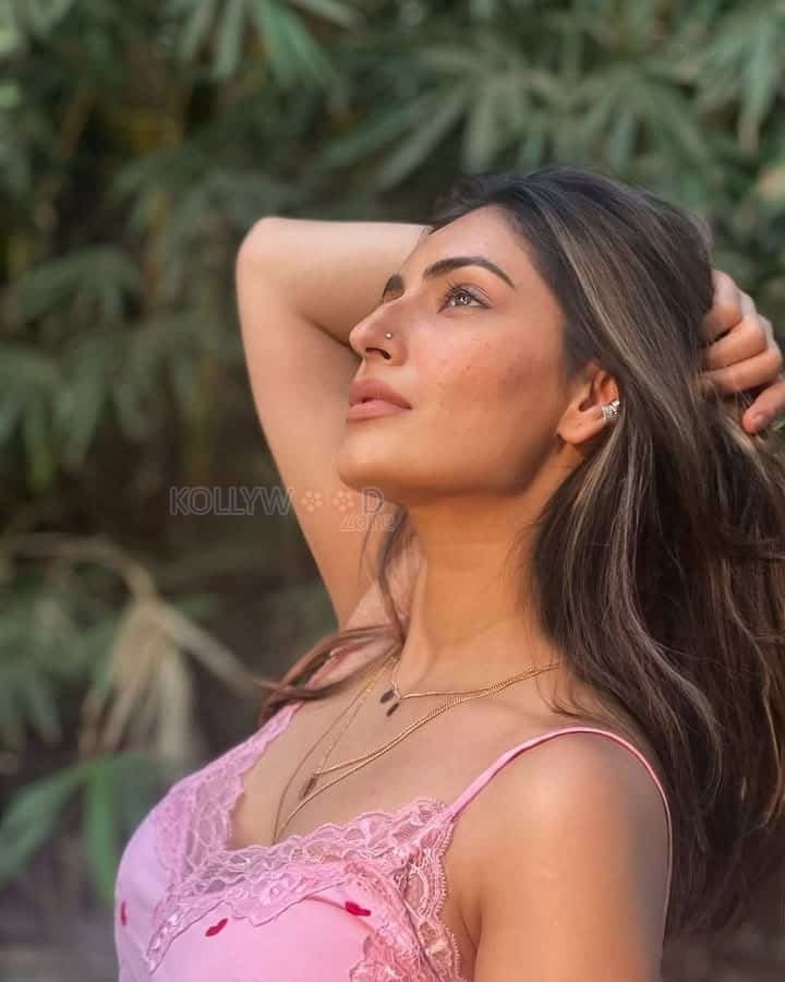 Sexy Shivangi Verma in a Pink Printed Pyjama Set Photos 02