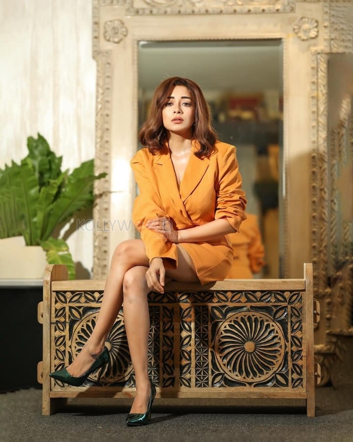 Gorgeous Tina Datta in a Bold Mustard Dress with a Black Bralette Pictures 03