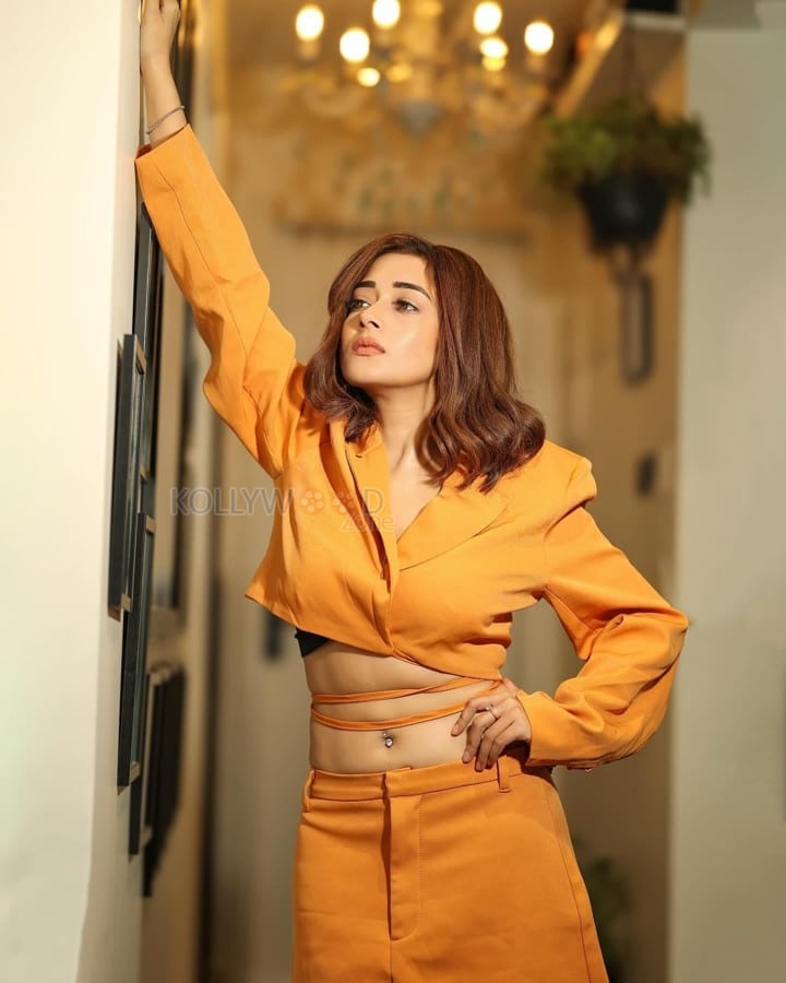 Gorgeous Tina Datta in a Bold Mustard Dress with a Black Bralette Pictures 04