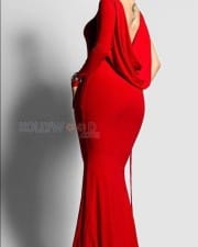 Desirable Avneet Kaur in a Red Long Sleeve Backless Gown for Valentines Day Photos 03