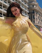 Love in Vietnam Actress Avneet Kaur in a Yellow Slit Gown Photos 02