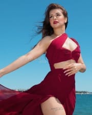 Sexy Hot Avneet Kaur in a Maroon Dress at French Riviera Pictures 02