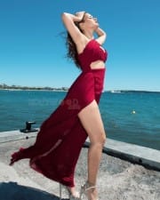 Sexy Hot Avneet Kaur in a Maroon Dress at French Riviera Pictures 03