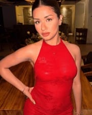 Stunning Actress and Model Avneet Kaur in a Red Bodycon Dress Pictures 01