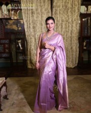 Actress Aishwarya Rajesh in a Purple Silk Saree with a Sleeveless Blouse Pictures 03