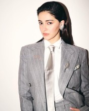 Actress Ananya Panday in a Grey Power Suit at the Indian Sports Honours Awards Pictures 01