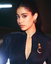 Actress Janhvi Kapoor in a Tweed Jacket with Matching Trousers at the Press Meet of Song Shaukan from Film Ulajh in Mumbai Photos 05