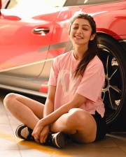 Actress Pranitha Subhash in a Pink Tshirt and Black Shorts Pictures 02