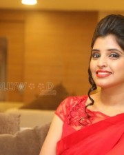 Actress Shyamala Red Saree Pictures