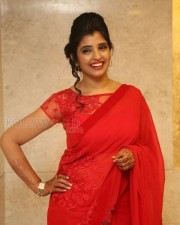 Actress Shyamala Red Saree Pictures
