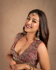 Beautiful Catherine Tresa in an Embroidered Plunge Neckline Lehenga Photos 02