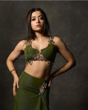 Beautiful Indian Actress Rashmika Mandanna in an Olive Green Lehenga Photos 07