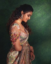 Beautiful Keerthy Suresh in a Multicolored Phulkari Inspired Saree Photos 02