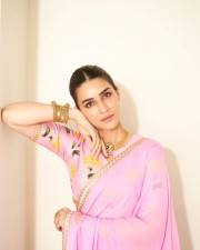 Beautiful Kriti Sanon in a Pink Saree with Floral Blouse Photos 01