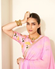 Beautiful Kriti Sanon in a Pink Saree with Floral Blouse Photos 04