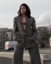 Beautiful Pranitha Subhash at Paris Fashion Week in a Formal Blazer Suit Photos 03