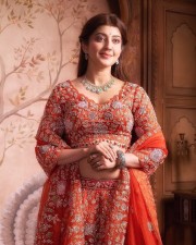 Beautiful Pranitha Subhash in an Orange Organza Lehenga with an Embroidered Blouse Photos 01