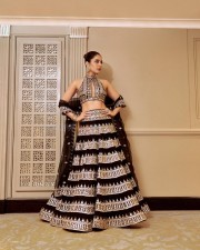 Beautiful Raashii Khanna in a Black Mirror Work Lehenga with a Backless Blouse Pictures 01