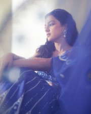 Beautiful Shraddha Srinath in a Blue Sunflower Lehenga Photos 06