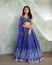 Beautiful Shraddha Srinath in a Blue Sunflower Lehenga Photos 07