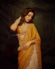 Beauty Queen Raashii Khanna in a Golden Blouse and Silver Skirt Half Saree Photos 02