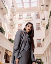 Boss Beauty Pooja Hegde in a Grey Three Piece Suit Pictures 03