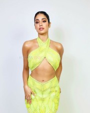 Busty Bomb Janhvi Kapoor in Lime Green Dress Photos 01