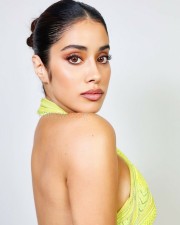 Busty Bomb Janhvi Kapoor in Lime Green Dress Photos 02