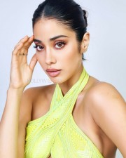 Busty Bomb Janhvi Kapoor in Lime Green Dress Photos 03