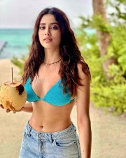 Busty Janhvi Kapoor in Blue Bikini Pictures 01