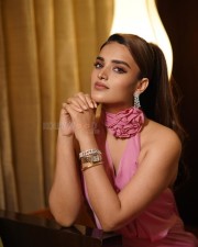 Charming 90s Heroine Nidhhi Agerwal in a Pink Dress Photos 03