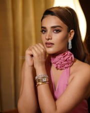 Charming 90s Heroine Nidhhi Agerwal in a Pink Dress Photos 04