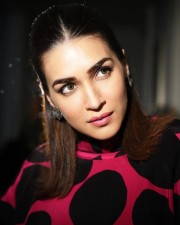 Charming Kriti Sanon in a Pink Mini Polka Dot Dress Pictures 02