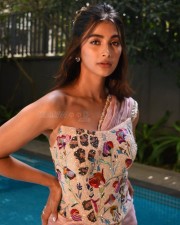 Charming Pooja Hegde in a Shoulder Baring Floral Printed Dress Photoshoot Photos 07