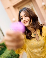 Chhaava Actress Rashmika Mandanna Cute in a Yellow Salwar Photos 04