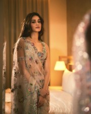 Contemporary Beauty Ananya Panday in a Shimmery Netted Sequin Saree with Floral Embellishments and Sleek Bralette Blouse Pictures 06