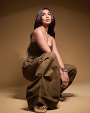 Dark Chocolate Pooja Hegde in a Brown Monochrome Outfit Photos 03