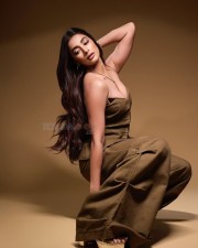 Dark Chocolate Pooja Hegde in a Brown Monochrome Outfit Photos 05