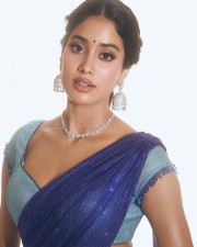 Devara Heroine Janhvi Kapoor in a Blue Half Saree with Matching Light Blue Skirt Photos 03